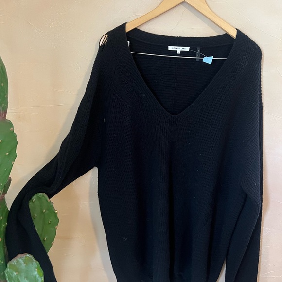 Helmut Lang Black V-Neck Sweater